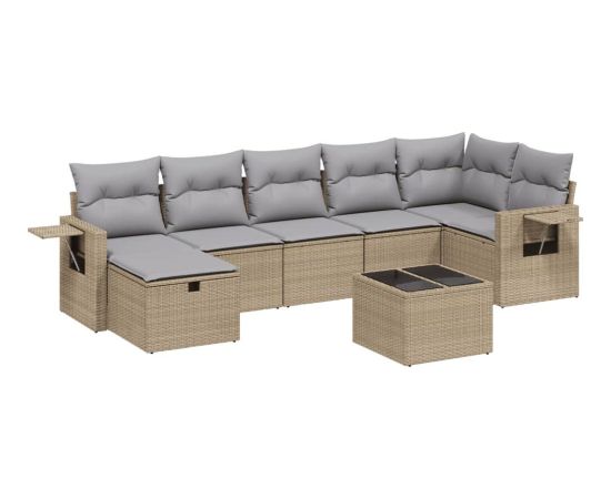 vidaXL vidaXL 8-cz. zestaw mebli ogrodowych z poduszkami, mieszany beż Dārza mēbeļu komplekti