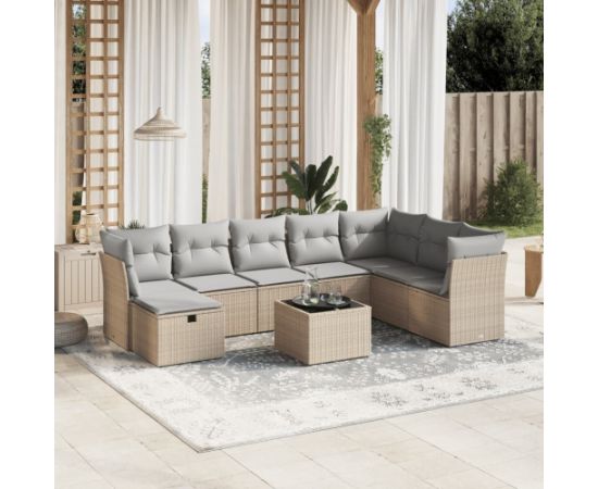 vidaXL vidaXL 9-cz. zestaw mebli ogrodowych z poduszkami, mieszany beż Dārza mēbeļu komplekti