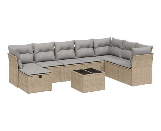 vidaXL vidaXL 9-cz. zestaw mebli ogrodowych z poduszkami, mieszany beż Dārza mēbeļu komplekti