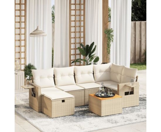 vidaXL vidaXL 7-cz. zestaw wypoczynkowy do ogrodu, z poduszkami, beżowy Dārza mēbeļu komplekti