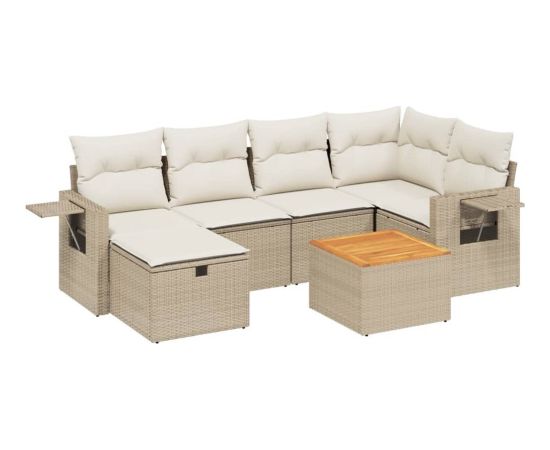 vidaXL vidaXL 7-cz. zestaw wypoczynkowy do ogrodu, z poduszkami, beżowy Dārza mēbeļu komplekti