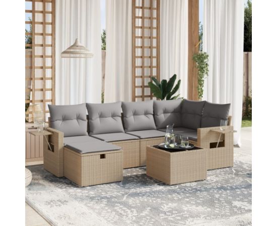 vidaXL vidaXL 7-cz. zestaw mebli ogrodowych z poduszkami, mieszany beż Dārza mēbeļu komplekti