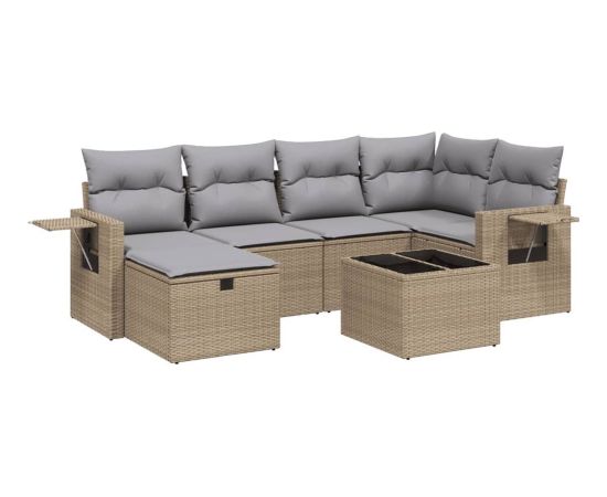 vidaXL vidaXL 7-cz. zestaw mebli ogrodowych z poduszkami, mieszany beż Dārza mēbeļu komplekti