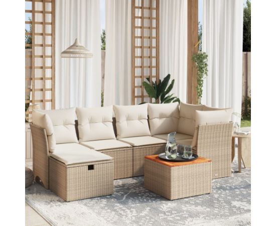 vidaXL vidaXL 7-cz. zestaw wypoczynkowy do ogrodu, z poduszkami, beżowy Dārza mēbeļu komplekti