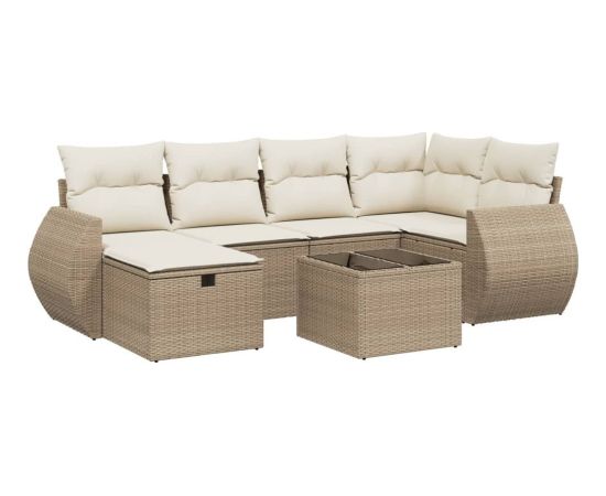 vidaXL vidaXL 7-cz. zestaw wypoczynkowy do ogrodu, z poduszkami, beżowy Dārza mēbeļu komplekti