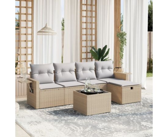 vidaXL vidaXL 6-cz. zestaw mebli ogrodowych z poduszkami, mieszany beż Dārza mēbeļu komplekti