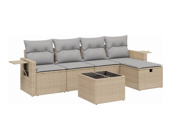 vidaXL vidaXL 6-cz. zestaw mebli ogrodowych z poduszkami, mieszany beż Dārza mēbeļu komplekti