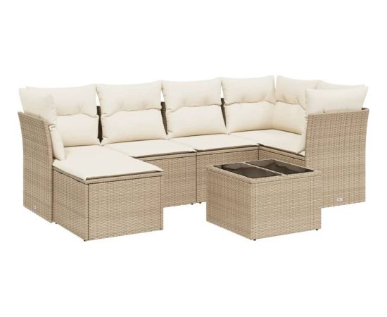 vidaXL vidaXL 7-cz. zestaw wypoczynkowy do ogrodu, z poduszkami, beżowy Dārza mēbeļu komplekti