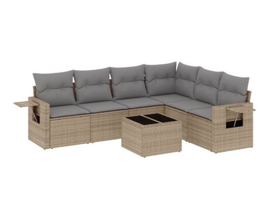 vidaXL vidaXL 7-cz. zestaw wypoczynkowy do ogrodu, z poduszkami, beżowy Dārza mēbeļu komplekti