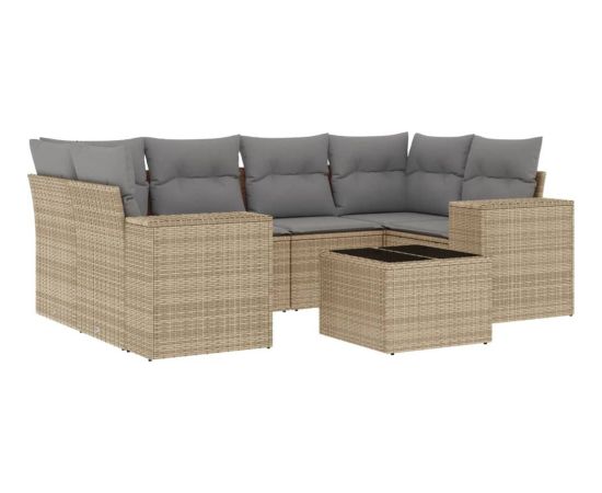 vidaXL vidaXL 7-cz. zestaw wypoczynkowy do ogrodu, z poduszkami, beżowy Dārza mēbeļu komplekti