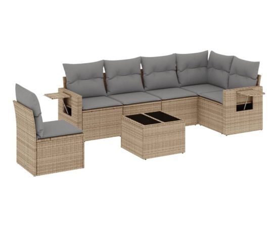 vidaXL vidaXL 7-cz. zestaw wypoczynkowy do ogrodu, z poduszkami, beżowy Dārza mēbeļu komplekti