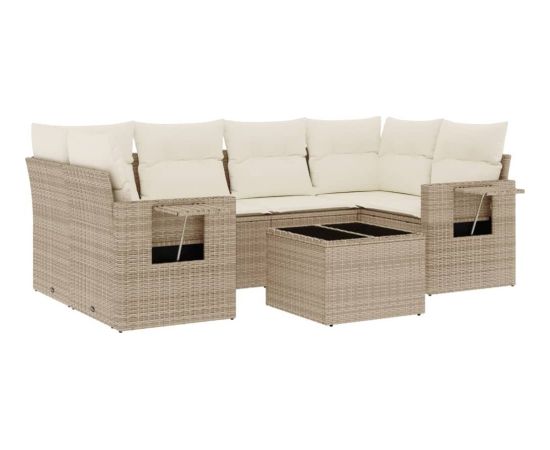 vidaXL vidaXL 7-cz. zestaw wypoczynkowy do ogrodu, z poduszkami, beżowy Dārza mēbeļu komplekti