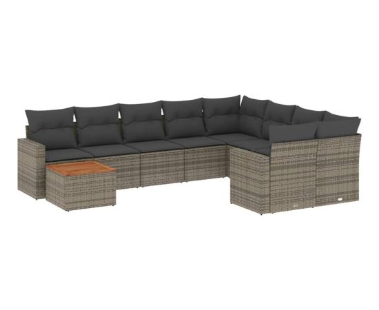 vidaXL vidaXL 10-cz. zestaw wypoczynkowy do ogrodu, z poduszkami, szary Dārza mēbeļu komplekti