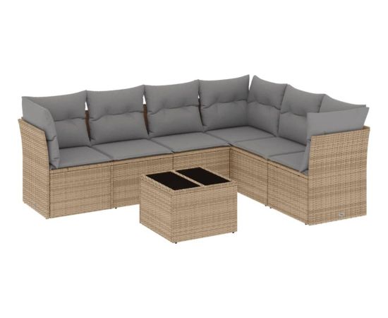 vidaXL vidaXL 7-cz. zestaw wypoczynkowy do ogrodu, z poduszkami, beżowy Dārza mēbeļu komplekti