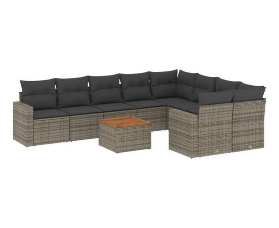 vidaXL vidaXL 10-cz. zestaw wypoczynkowy do ogrodu, z poduszkami, szary Dārza mēbeļu komplekti