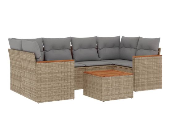 vidaXL vidaXL 7-cz. zestaw wypoczynkowy do ogrodu, z poduszkami, beżowy Dārza mēbeļu komplekti