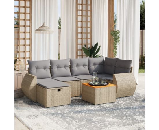 vidaXL vidaXL 7-cz. zestaw mebli ogrodowych z poduszkami, mieszany beż Dārza mēbeļu komplekti