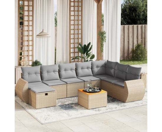 vidaXL vidaXL 9-cz. zestaw mebli ogrodowych z poduszkami, mieszany beż Dārza mēbeļu komplekti