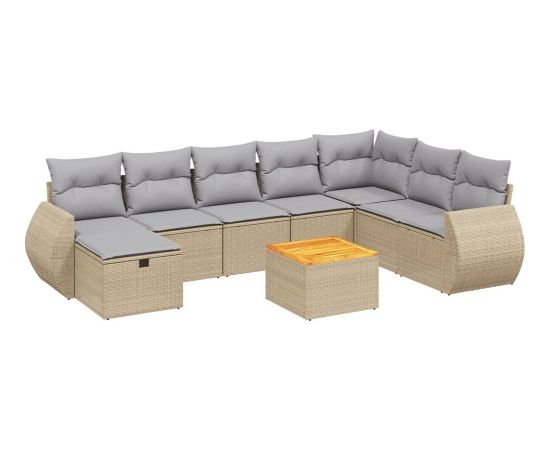 vidaXL vidaXL 9-cz. zestaw mebli ogrodowych z poduszkami, mieszany beż Dārza mēbeļu komplekti