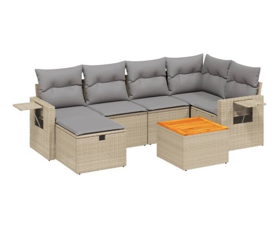 vidaXL vidaXL 7-cz. zestaw mebli ogrodowych z poduszkami, mieszany beż Dārza mēbeļu komplekti