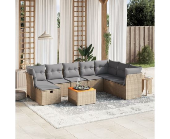 vidaXL vidaXL 9-cz. zestaw mebli ogrodowych z poduszkami, mieszany beż Dārza mēbeļu komplekti