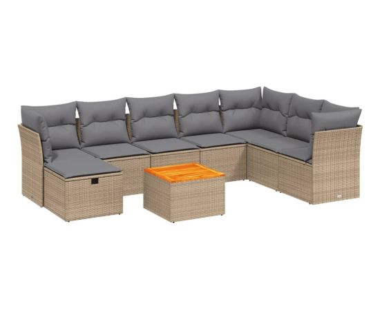 vidaXL vidaXL 9-cz. zestaw mebli ogrodowych z poduszkami, mieszany beż Dārza mēbeļu komplekti