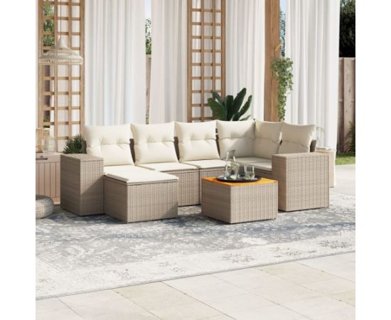 vidaXL vidaXL 7-cz. zestaw wypoczynkowy do ogrodu, z poduszkami, beżowy Dārza mēbeļu komplekti