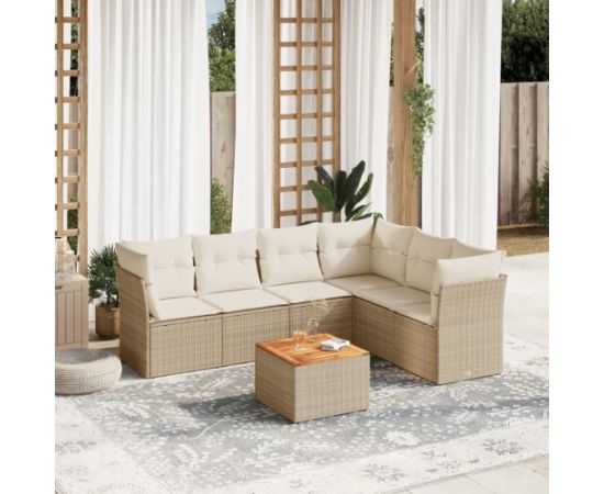 vidaXL vidaXL 7-cz. zestaw wypoczynkowy do ogrodu, z poduszkami, beżowy Dārza mēbeļu komplekti