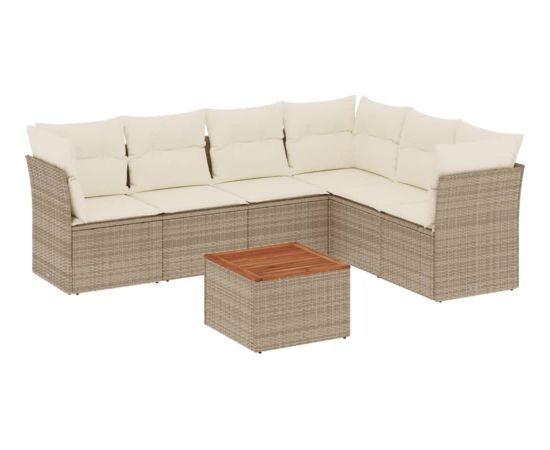 vidaXL vidaXL 7-cz. zestaw wypoczynkowy do ogrodu, z poduszkami, beżowy Dārza mēbeļu komplekti