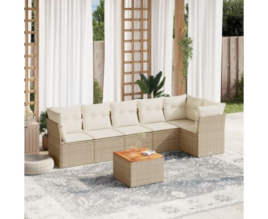 vidaXL vidaXL 7-cz. zestaw wypoczynkowy do ogrodu, z poduszkami, beżowy Dārza mēbeļu komplekti