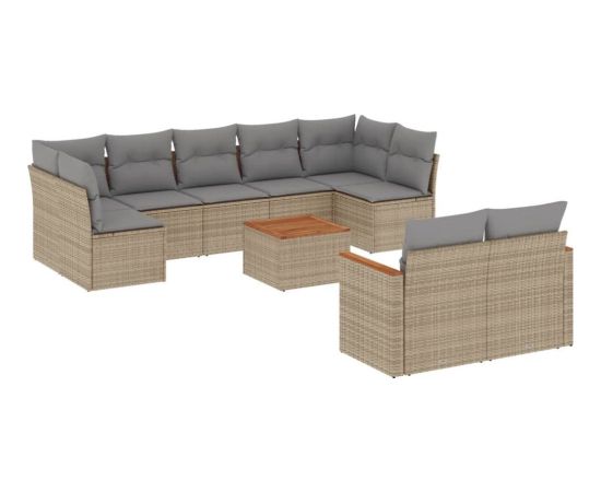 vidaXL vidaXL 10-cz. zestaw mebli ogrodowych z poduszkami, mieszany beż Dārza mēbeļu komplekti