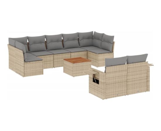 vidaXL vidaXL 10-cz. zestaw mebli ogrodowych z poduszkami, mieszany beż Dārza mēbeļu komplekti