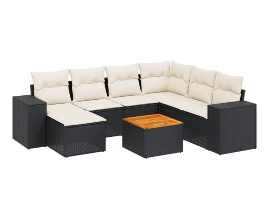 vidaXL 8-cz. zestaw wypoczynkowy do ogrodu, z poduszkami, czarny Dārza mēbeļu komplekti