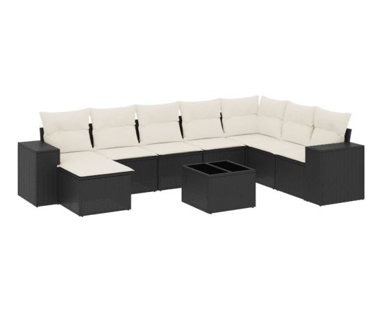 vidaXL 9-cz. zestaw wypoczynkowy do ogrodu, z poduszkami, czarny Dārza mēbeļu komplekti