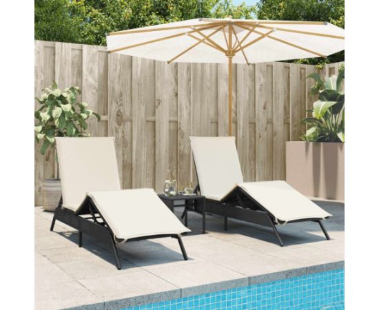 vidaXL Leżaki z poduszkami, 2 szt., czarne, polirattan Шезлонги и пляжные стулья