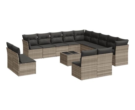 vidaXL 14-cz. zestaw mebli ogrodowych, z poduszkami, jasnoszary Dārza mēbeļu komplekti