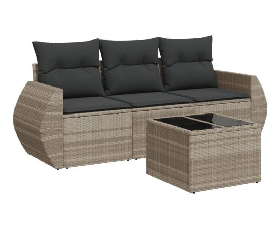 vidaXL 4-cz. zestaw wypoczynkowy do ogrodu, poduszki, jasnoszary Dārza mēbeļu komplekti