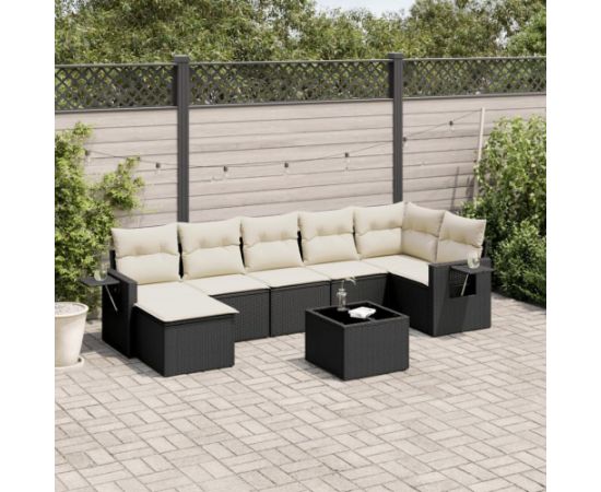 vidaXL 8-cz. zestaw wypoczynkowy do ogrodu, z poduszkami, czarny Dārza mēbeļu komplekti