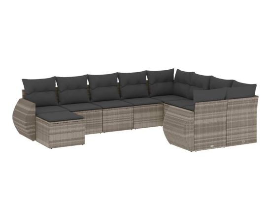 vidaXL 10-cz. zestaw wypoczynkowy do ogrodu, z poduszkami, jasnoszary Dārza mēbeļu komplekti