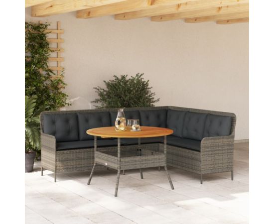 vidaXL 2-częściowa sofa ogrodowa z poduszkami, szara, polirattan Dārza mēbeļu komplekti