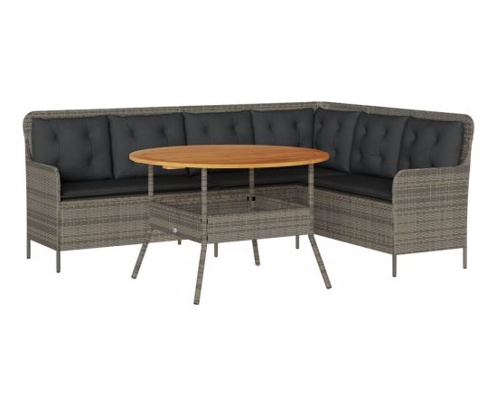 vidaXL 2-częściowa sofa ogrodowa z poduszkami, szara, polirattan Dārza mēbeļu komplekti