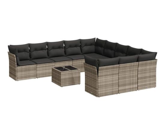 vidaXL 12-cz. zestaw mebli ogrodowych, z poduszkami, jasnoszary Dārza mēbeļu komplekti