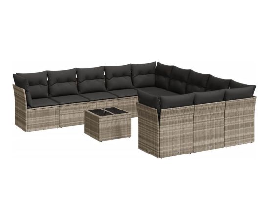 vidaXL 12-cz. zestaw mebli ogrodowych, z poduszkami, jasnoszary Dārza mēbeļu komplekti