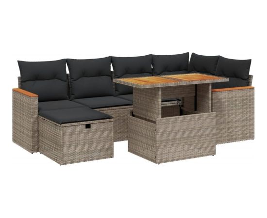 vidaXL vidaXL 7-cz. zestaw wypoczynkowy do ogrodu, z poduszkami, szary Dārza mēbeļu komplekti