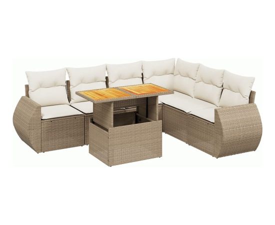 vidaXL vidaXL 7-cz. zestaw wypoczynkowy do ogrodu, z poduszkami, beżowy Dārza mēbeļu komplekti