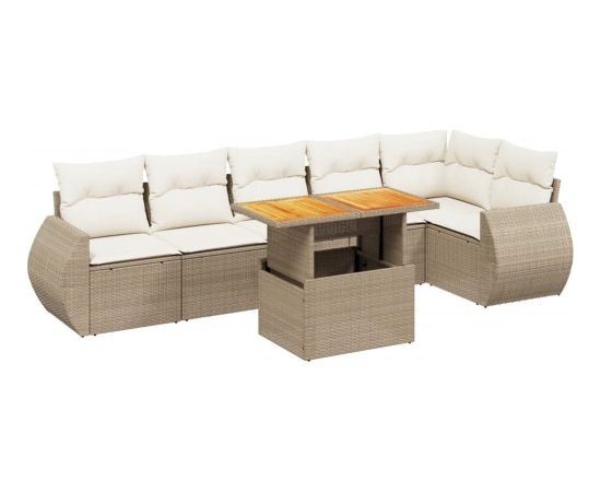 vidaXL vidaXL 7-cz. zestaw wypoczynkowy do ogrodu, z poduszkami, beżowy Dārza mēbeļu komplekti