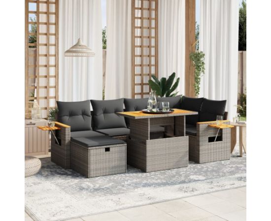 vidaXL 7-cz. zestaw wypoczynkowy do ogrodu, z poduszkami, szary Dārza mēbeļu komplekti