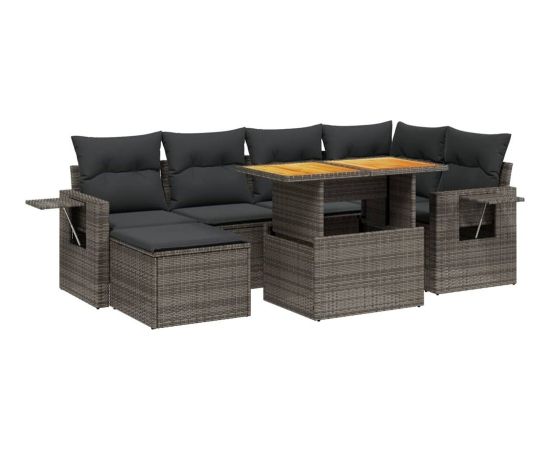 vidaXL 7-cz. zestaw wypoczynkowy do ogrodu, z poduszkami, szary Dārza mēbeļu komplekti