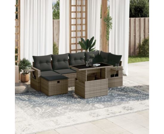 vidaXL 7-cz. zestaw wypoczynkowy do ogrodu, z poduszkami, szary Dārza mēbeļu komplekti