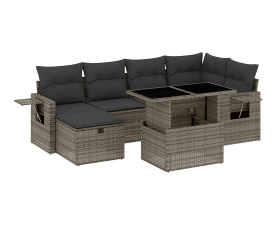 vidaXL 7-cz. zestaw wypoczynkowy do ogrodu, z poduszkami, szary Dārza mēbeļu komplekti